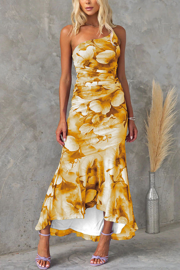 Amelia Floral One-Shoulder Maxi Dress