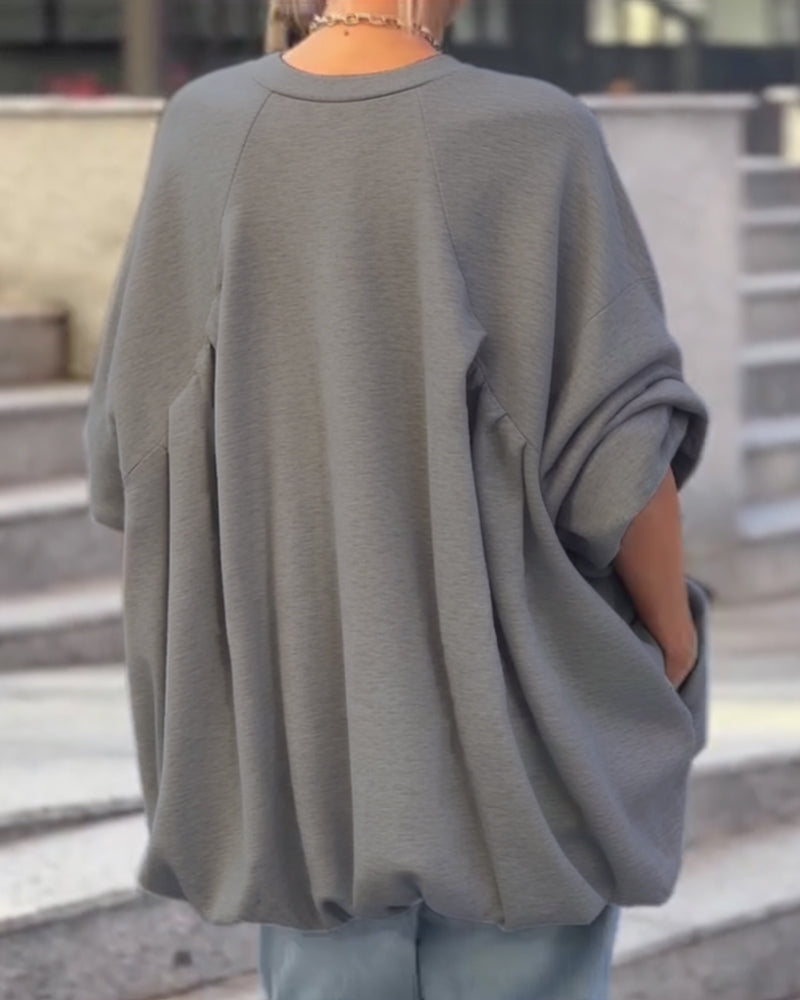 Loose Asymmetrical Solid Color Top