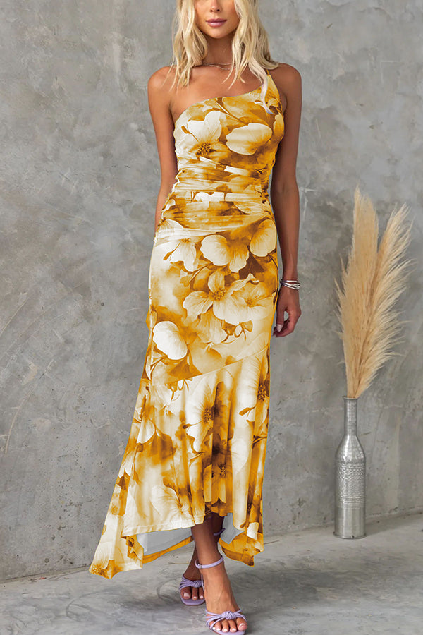 Amelia Floral One-Shoulder Maxi Dress