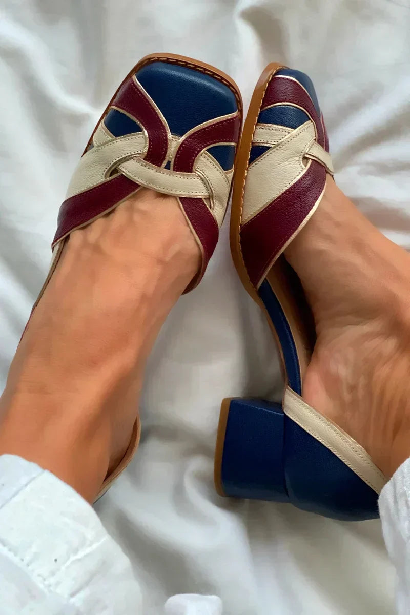 Mara | Tri-Colour Leather Flats