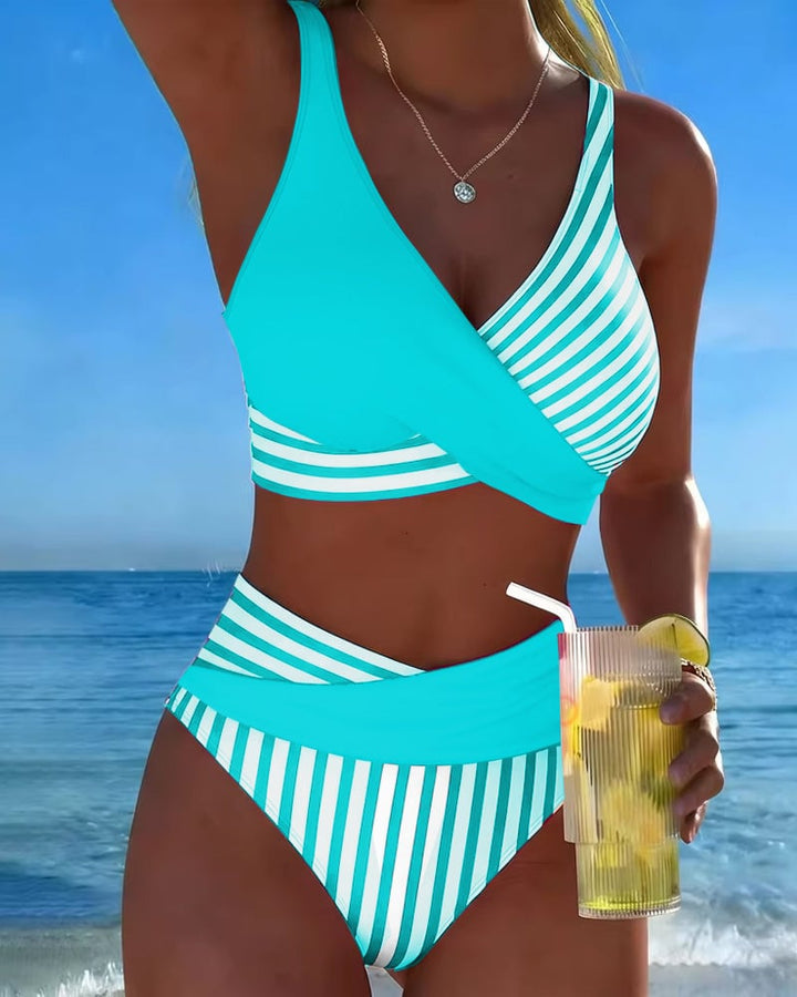 Bikini Crossed Stripes Printed