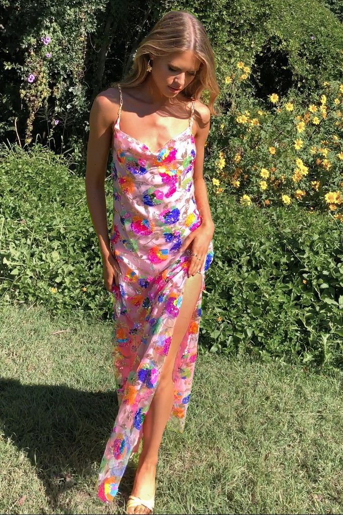 Helena | Elegant Floral Slit Dress