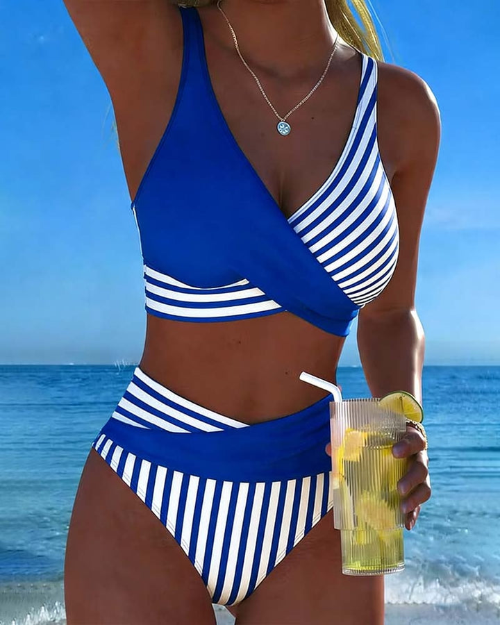 Bikini Crossed Stripes Printed