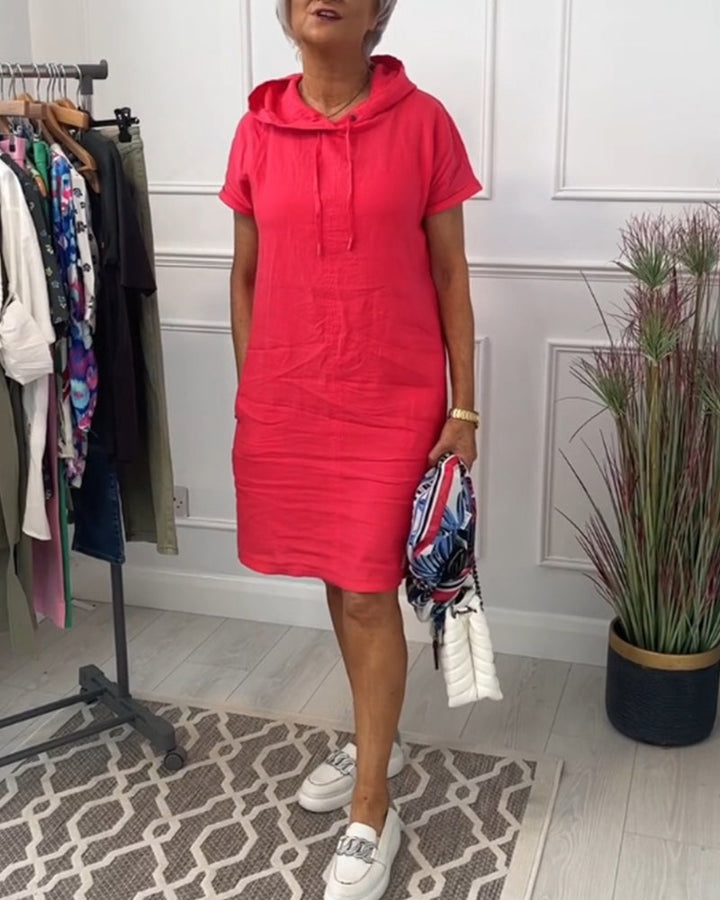 Casual Hooded Short Sleeve Dress