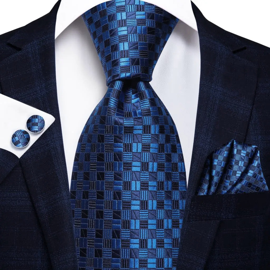 Geometric Blue – 3-Piece Tie Set