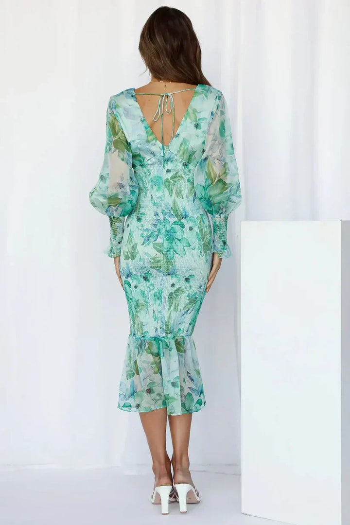 Elena | Floral Print Midi Dress