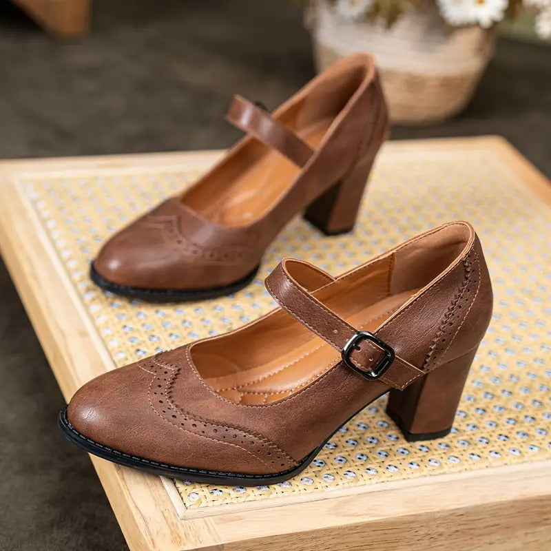 Aurora | High-Heeled Leather Shoes with Buckle