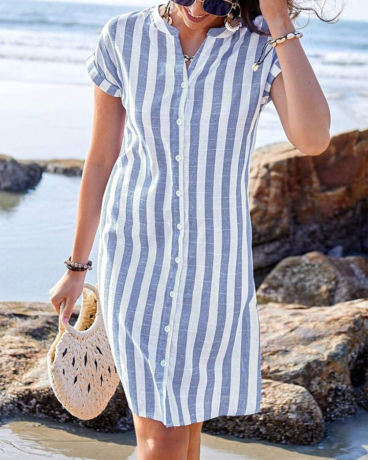 Emmeline | Striped Cotton Shirt Dress