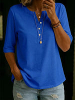 Classic Cotton Henley Collar T-Shirt