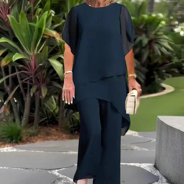 Charming set of tops with an irregular cut 👗 Elegant wide-leg pants set – Comfortable and perfect for spring
