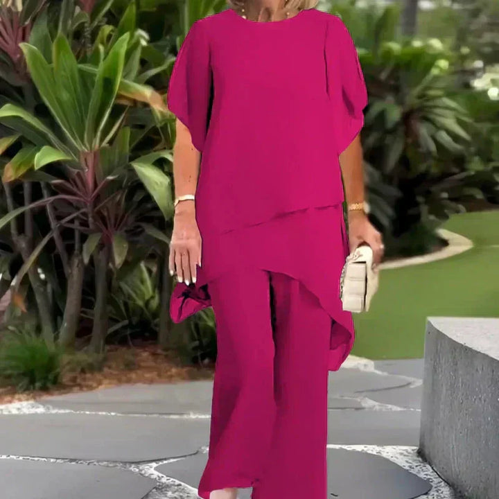 Charming set of tops with an irregular cut 👗 Elegant wide-leg pants set – Comfortable and perfect for spring