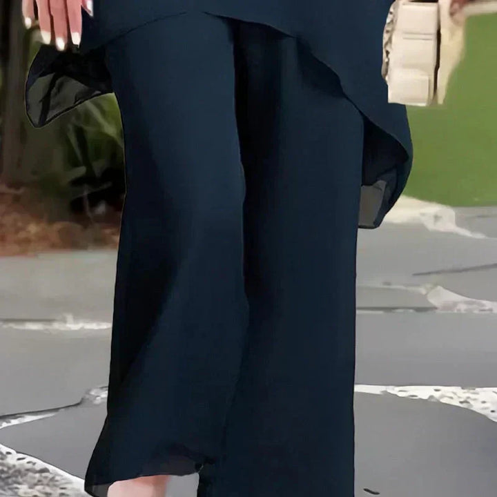 Charming set of tops with an irregular cut 👗 Elegant wide-leg pants set – Comfortable and perfect for spring