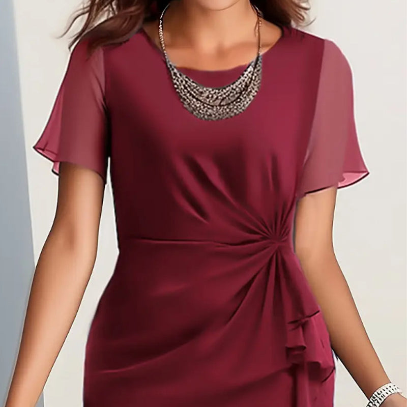 Elegant Solid Colour Dress – Flattering Fit