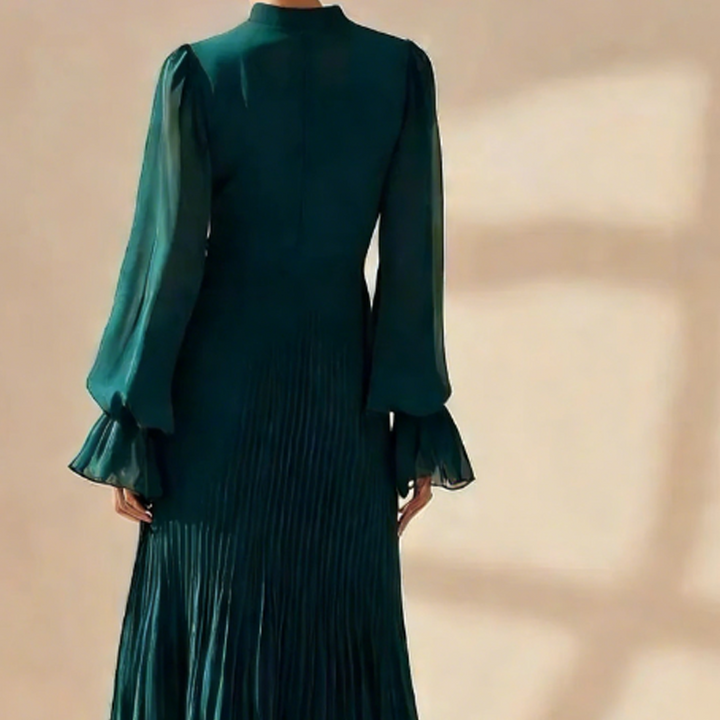 Womens Keyhole Neckline Ruffled Midi Dress